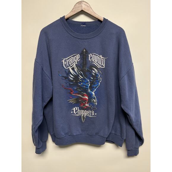 Vintage Orange County Choppers sweatshirt 2X American flag eagle Faded Biker - Picture 6 of 9